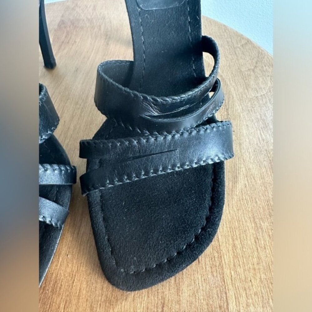 Stuart Black Heeled Sandals Womens Size 7 Strappy Christmas New Years Party - Picture 2 of 11
